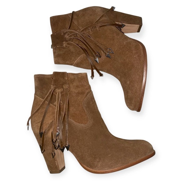 Kate Bosworth x Matisse Emma Tan Suede Ankle Booties with Tassels Women’s 7.5 - Picture 1 of 13